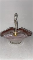 Hand Blown Candy Dish Gold Foil Handle End