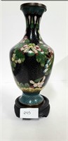 Cloisonne Floral Design Vase Brass Enameled  Cover
