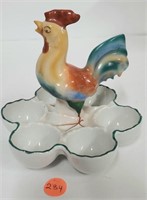 Antique Victori China Egg Tray Rooster Austria