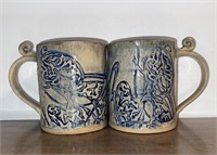 Vintage Pair of Pottery Mugs