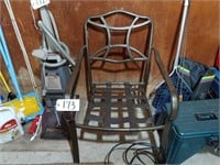 Outdoor metal chair with cushion, battery charger