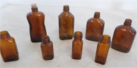 Vintage Brown Glass Bottles Various Sizes and