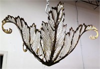 BRASS & CRYSTAL BEADED FLORAL STYLE CHANDELIER