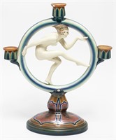 Goldscheider Ceramic Art Deco Figural Candelabra
