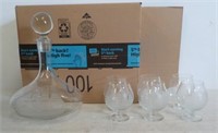 Decanter Set with (6) Glasses with an Etched