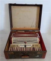 Vintage Piano Accordion with Traveling Case.