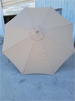 APPROX 10' X 8' PATIO WOODEN UMBRELLA (TAUPE)