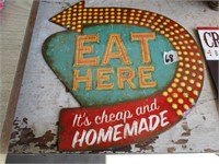 Metal Eat Here Sign Repro