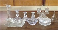 Miscellaneous glass candlesticks and etc.