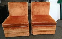 Pair of Orange Armless Chairs