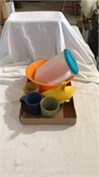 Plastic bowl, mugs,pitcher