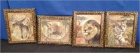 Set of 4 Matching Framed Animal Pictures