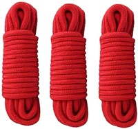 32 Feet Soft Cotton Rope Pack of 3 (3 Red)