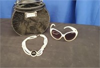 Fashion Travel Dog Bowl Set, Sunglasses,Necklace