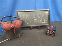 Brassiere Lamp, Girls Rule Lighted Sign, Game