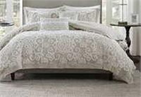 Dbl/qn Sz Taupe Suzanna Reversible Duvet Cover