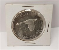1967 DIVING GOOSE CANADIAN SILVER $1 SILVER COIN