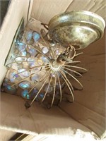 VINTAGE HANGING LIGHT FIXTURE W/ IRREDESCENT PRISM