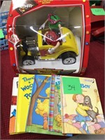 Dr Seuss books and M&M Dispencer in box