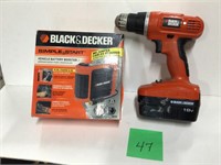 2 pc black+decker 1)drill 18v need charger
