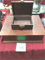 2- walnut colored wooden  boxes