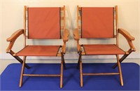 Pr. Restored Oak Folding Chairs