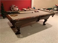 Ornate Kasson Pool Table w/1” Slate & Cues/Balls