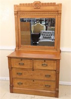 Eastlake Victorian Walnut Dresser w/ Mirror