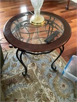 (2) Round Matching Glasstop End Tables