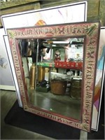 CARVED WOODEN-FRAMED MIRROR  31X37.5