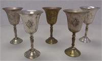 5 Silver Plated Religious Glasses