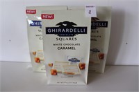 LOT OF 3X8.9OZ GHIRARDELLI WHITE CHOCOLATE CARMEL