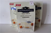 LOT OF 3X8.9OZ GHIRARDELLI WHITE CHOCOLATE CARMEL