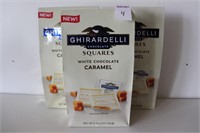 LOT OF 3X8.9OZ GHIRARDELLI WHITE CHOCOLATE CARMEL