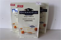 LOT OF 3X8.9OZ GHIRARDELLI WHITE CHOCOLATE CARMEL