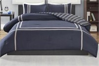 Dbl/qn Sz Navy Adamson Reversible Comforter Set