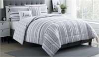King Sz Wht/blk Adriaan Reversible Comforter Set