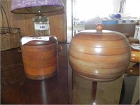 Vintage Wood Containers w/Lids - lot of 2