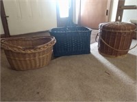 Vintage Baskets - lot of 3, 1 w/Lid