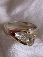 Sterling Silver Ring w/ White Stone Sz 5