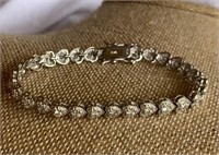 Sterling Silver Bracelet w/ White Stones