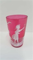 MARY GREGORY CRANBERY GLASS SMALL GLASS