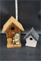 Gnome & Small Wooden Birdhouses
