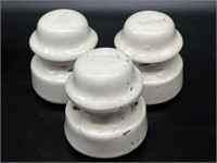 (3) Vintage Thomas White Ceramic Insulators 3.5”