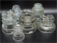 (5) Clear Hemingray Insulators and (1) Clear