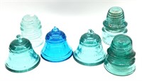 (6) Blue Glass Insulators : Bell Telephone