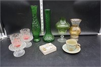 Green Glass Vases, Glass Candle Votives & More