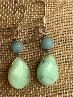 Sterling Silver Earrings w/ Green Blue Stones