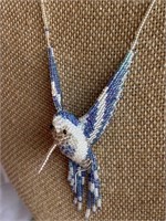 Beaded Hummingbird Necklace w/ Sterling Silver