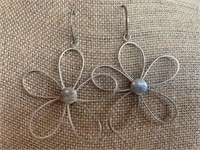 Large Sterling Silver Flower Earrings